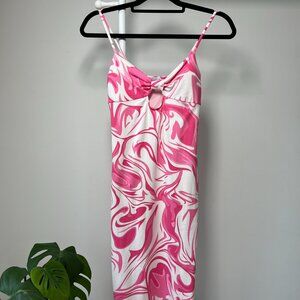 Bodycon Pink and White Midi Dress